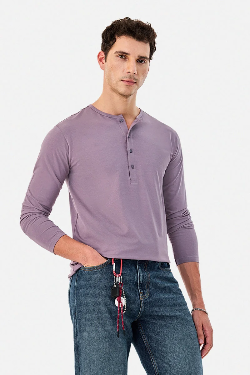 SNITCH Stretch Regular Fit Henley Collar T-Shirt